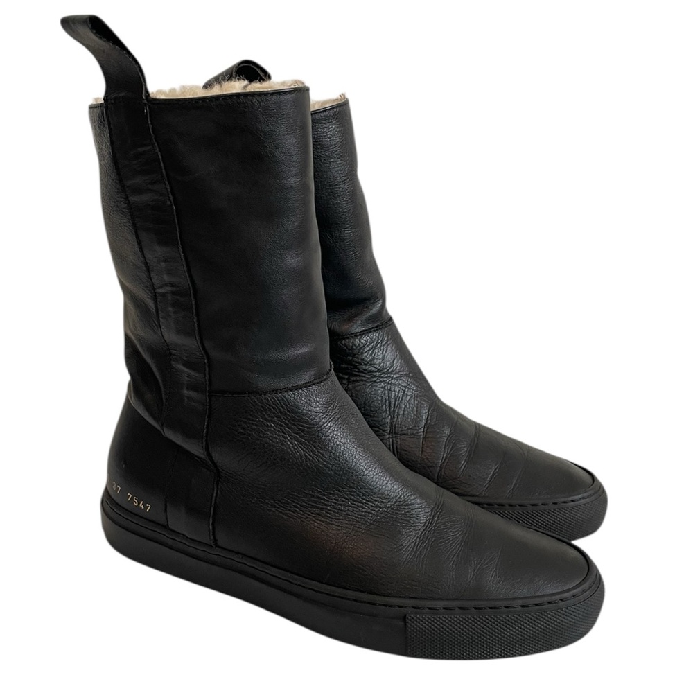 Common Projects women’s Black Leather & Shearling Boots 37